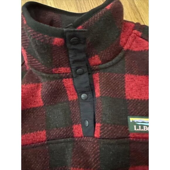 LL Bean Sweater Fleece 1/4 Snap Pullover Women's Buffalo Plaid Size M - Picture 5 of 8